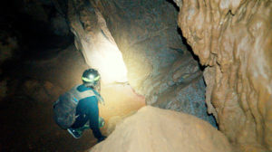 Arthur exploring a cave