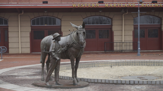 Bronze Statue of C&O Canal Mule and Driver