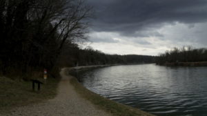 Dark skies of a coming storm at McMahon's Mill, Level 34 on the C&O Canal