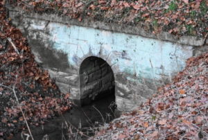 A stone built arched culvert.