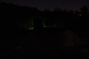 Night photograph of the power generating plant at Dam #5.